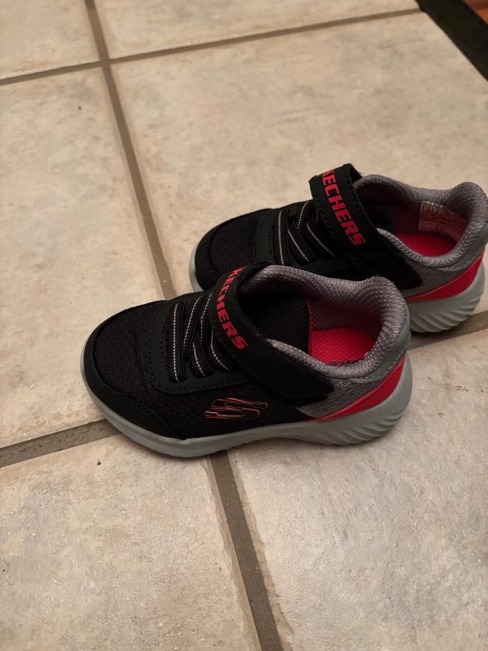 Skechers Kids Black & Gray Sneakers with Pink Lining